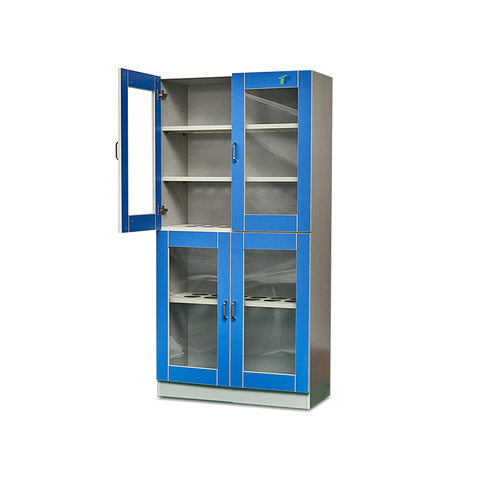 Cabinet de verrerie TW-1800GC entièrement en bois | Cabinet de rangement de laboratoire avec portes fenêtrées et étagères antistatiques