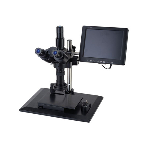Microscope à zoom stéréo trinoculaire avec grossissement de 0,7x-4,5x, affichage 8 '' LCD, LED RING ET CAME AV