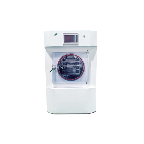 Sèche-linge vertical | Chambre cylindrique | -45 ℃ ~ + 50 ℃ Température d'étagère | PLC contrôlé | 2–4 couches | Capacité de glace de 8 kg
